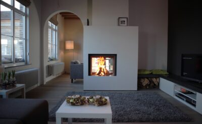 Stûv wood burning stoves STUV 21 85 DOUBLE FACE EVENING
