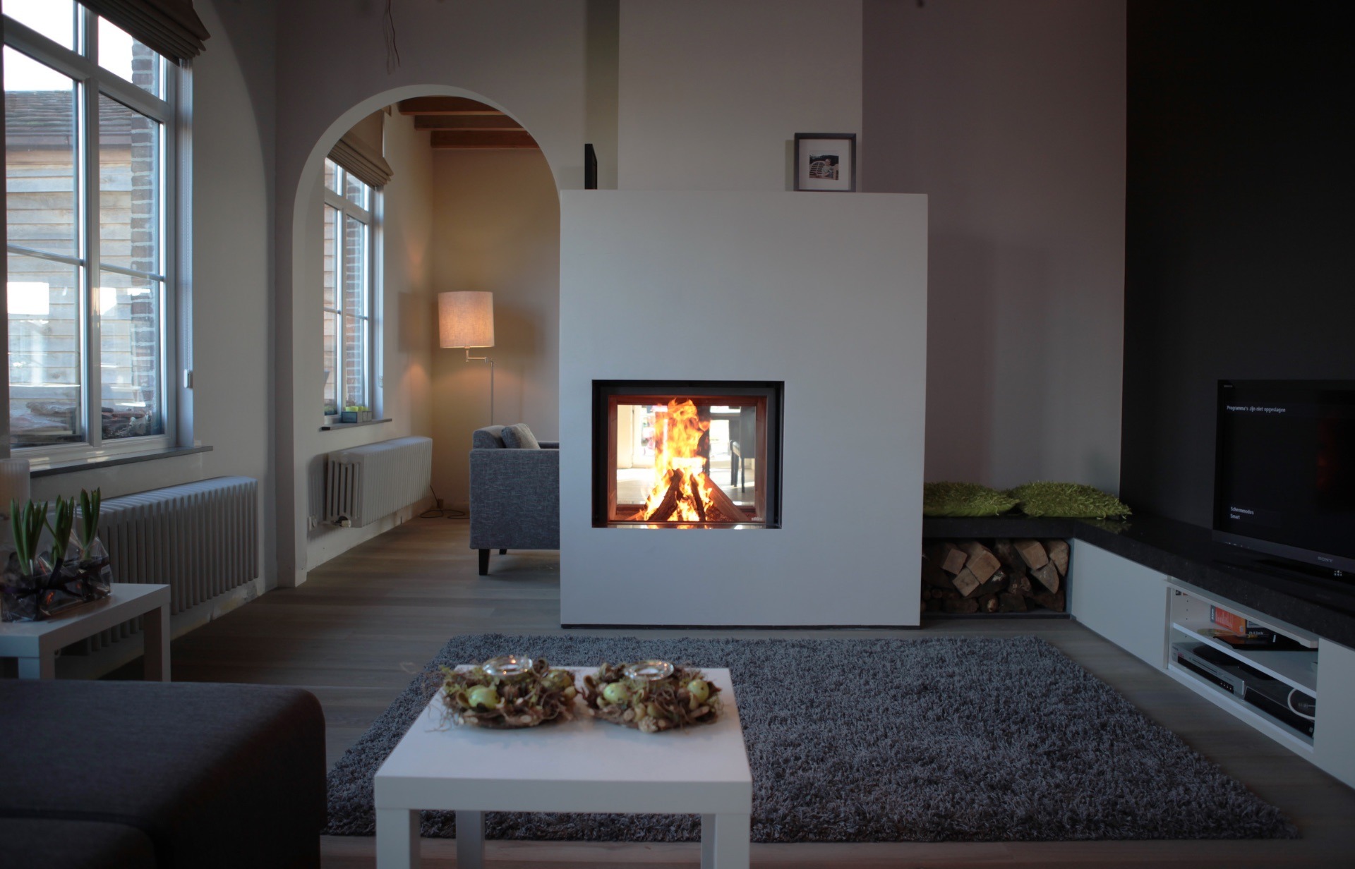 Stûv wood burning stoves STUV 21 85 DOUBLE FACE EVENING